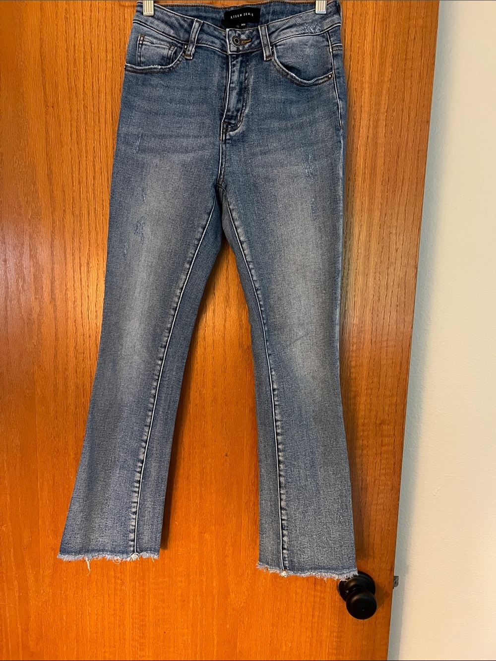 Risen Classic Blue Crop or petite mini Flare Jeans - Women's